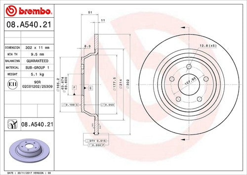 Brembo 08A54021C02  BRAKE ROTORS