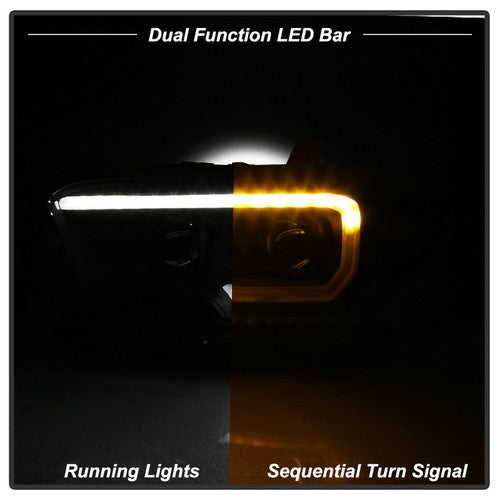 xTune Toyota Tacoma 16-18 DRL Light Bar Projector Headlights - Black PRO-JH-TTA1
