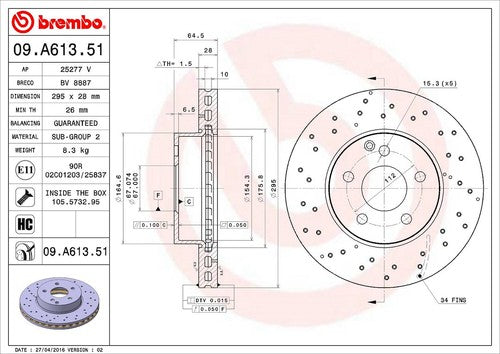 Brembo 09A61351C02  BRAKE ROTORS