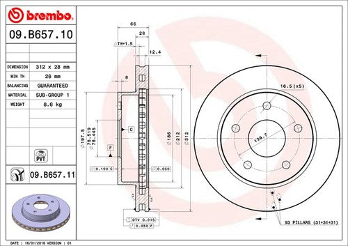 Brembo 09B65711C02  BRAKE ROTORS