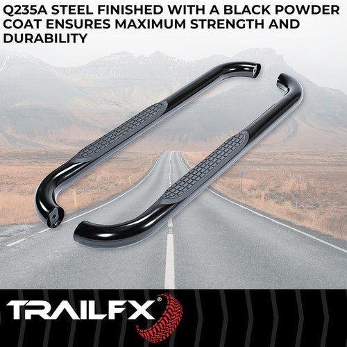 TrailFX A0042B TFX Round Tube Side Steps NERF BAR ROUND 3"