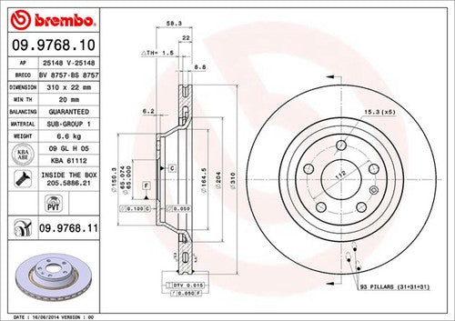 Brembo 09976811C02  BRAKE ROTORS