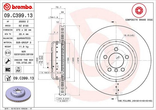 Brembo 09C39913C02  BRAKE ROTORS