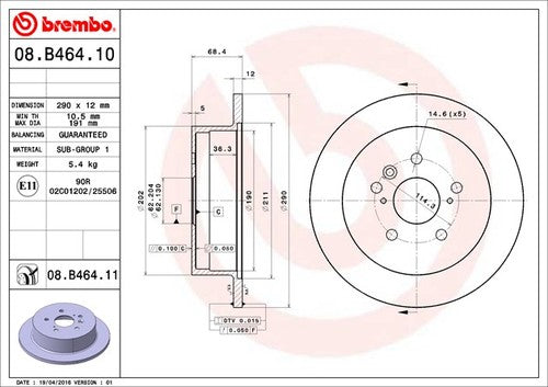 Brembo 08B46411C02  BRAKE ROTORS