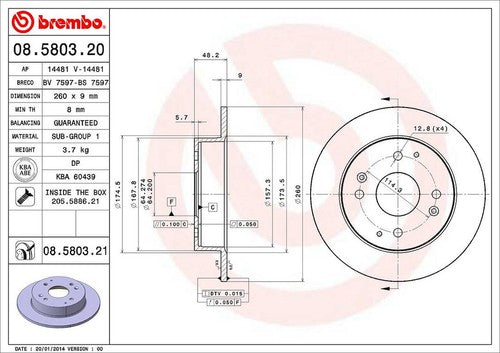 Brembo 08580321C02  BRAKE ROTORS