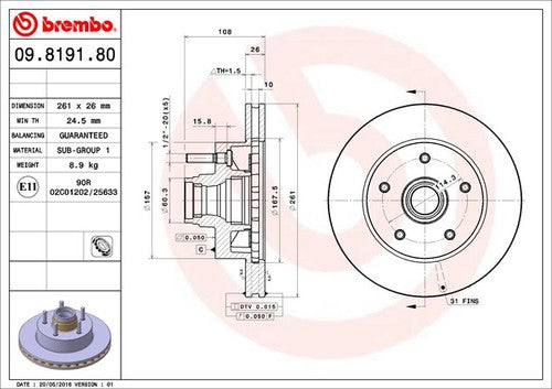 Brembo 09819180C02  BRAKE ROTORS