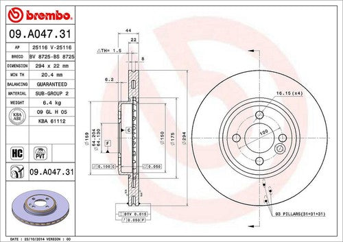 Brembo 09A04731C02  BRAKE ROTORS