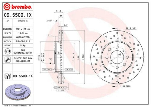Brembo 0955091XC02 Xtra BRAKE ROTORS