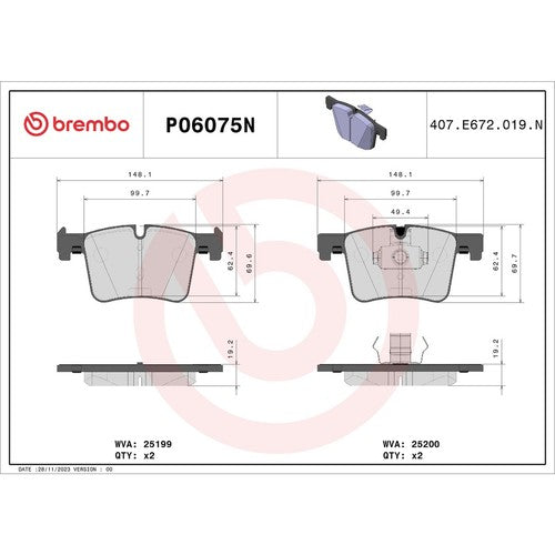 Brembo Front Ceramic Brake Pads Fits 2014-2016 BMW 428i Brake Pads P06075N