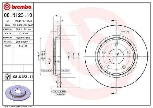 Brembo 08N12311C02  BRAKE ROTORS