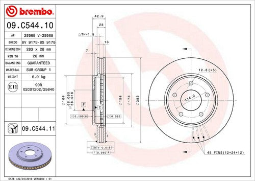 Brembo 09C54411C02  BRAKE ROTORS