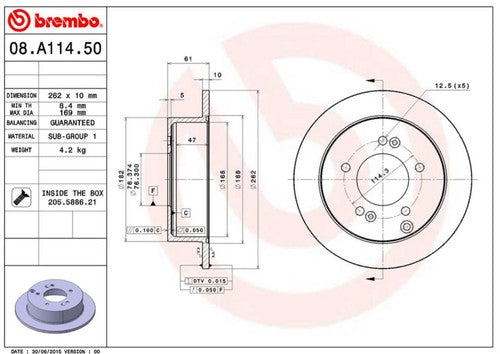 Brembo 08A11450C02  BRAKE ROTORS