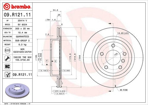 Brembo 09R12111C02  BRAKE ROTORS