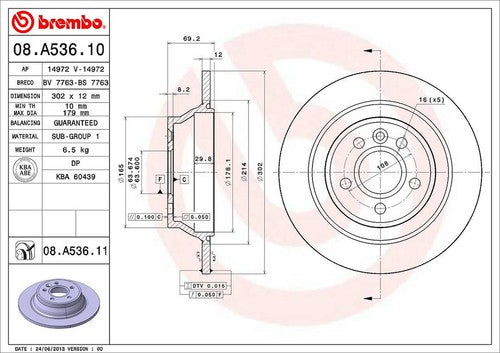 Brembo 08A53611C02  BRAKE ROTORS