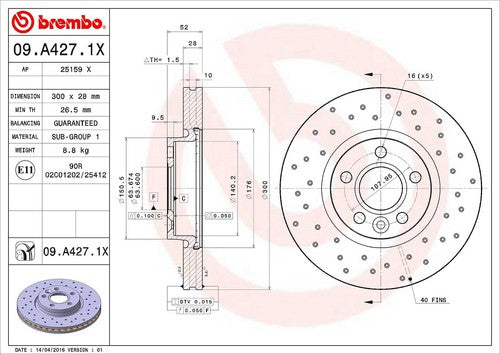 Brembo 09A4271XC02 Xtra BRAKE ROTORS