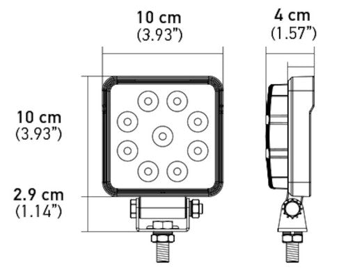 Hella 357103002 Work Light 4 "Square Pedestal Mount LED 13W 1000 lumens Single