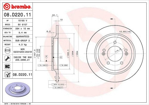 Brembo 08D22011C02  BRAKE ROTORS