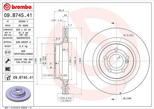 Brembo 09B74541C02  BRAKE ROTORS