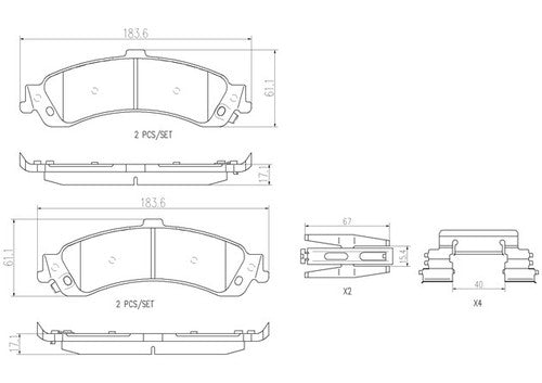 Brembo Rear Ceramic Brake Pads Fits 2000-2006 Chevrolet Tahoe 4 Piece P10040N