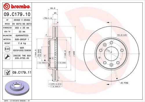 Brembo 09C17911C02  BRAKE ROTORS
