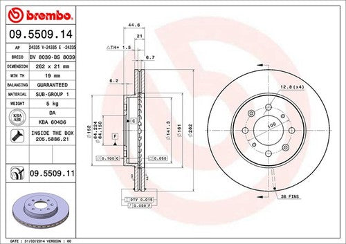Brembo 09550911C02  BRAKE ROTORS