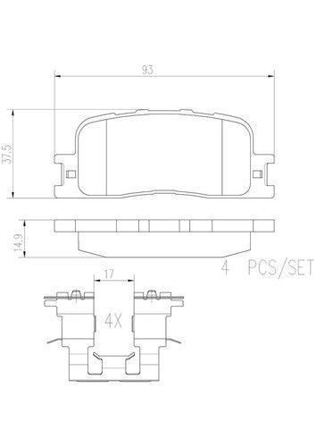 Brembo Rear Ceramic Brake Pads Fits 2001-2003 Toyota Highlander 4 Piece P83088N