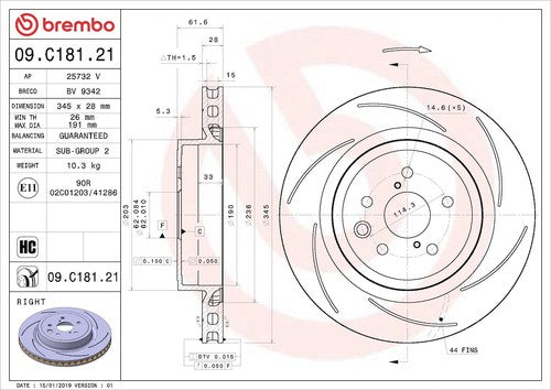 Brembo 09C18121C02 Prime BRAKE ROTORS