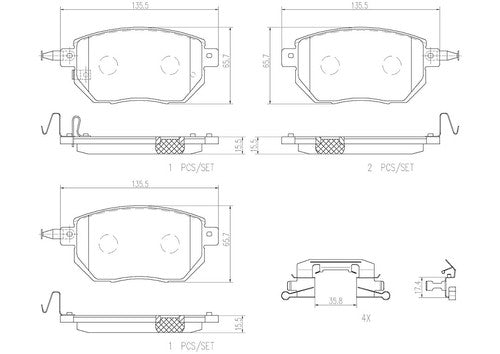 Brembo Front Ceramic Brake Pads Fits 2003-2007 Nissan Murano 4 Pc Brakes P56051N