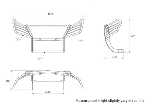 Black Horse Offroad 17D502MA-PLFR  GRILL GUARD