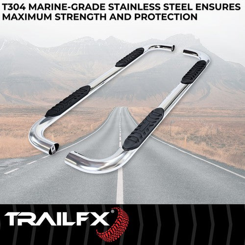 TrailFX A1012S TFX 4" Oval Tube Side Steps NERF BAR OVAL 4"