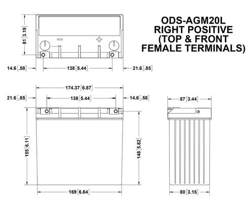 Odyssey Battery ODS-AGM20L Extreme Series BATTERY AUTO AGM PRIMARY