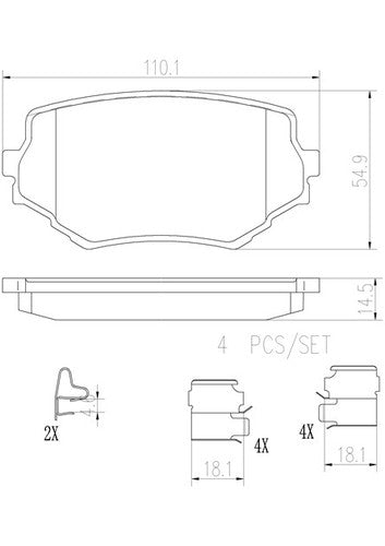 Brembo Front Ceramic Brake Pads Fits 1999?2005 Suzuki Grand Vitara 4 Pc P79009N