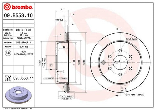 Brembo 09B55311C02  BRAKE ROTORS