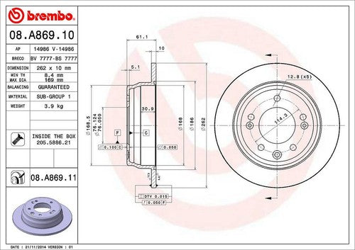 Brembo 08A86911C02  BRAKE ROTORS