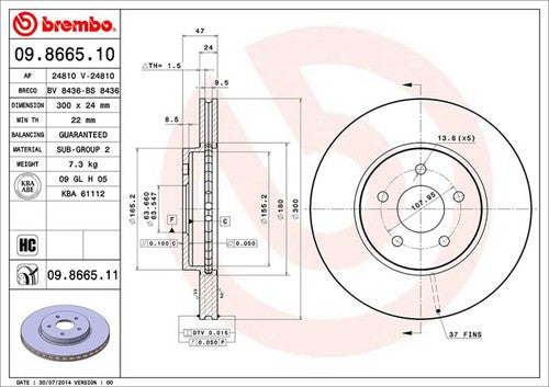 Brembo 09866511C02  BRAKE ROTORS