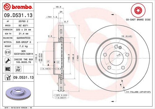 Brembo 09D53113C02  BRAKE ROTORS