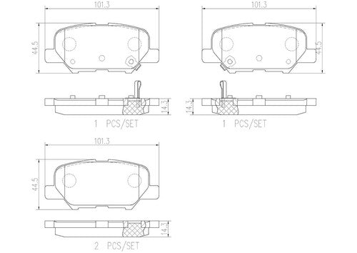 Brembo Rear Ceramic Brake Pads Fits 2014-2016 Mazda 3 Brakes 4 Piece P61111N