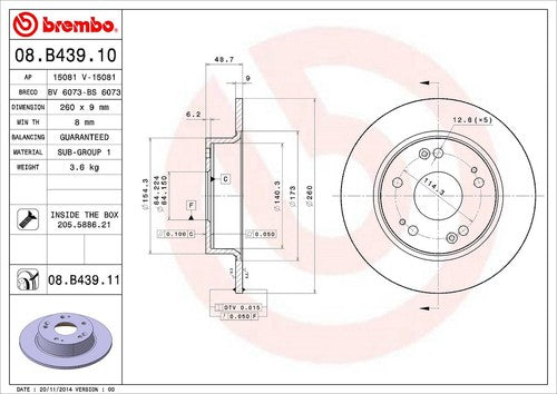 Brembo 08B43911C02  BRAKE ROTORS