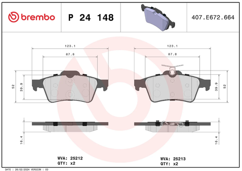Brembo P24148 PRIME LINE BRAKE PADS