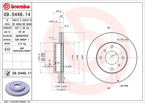 Brembo 09544911C02  BRAKE ROTORS