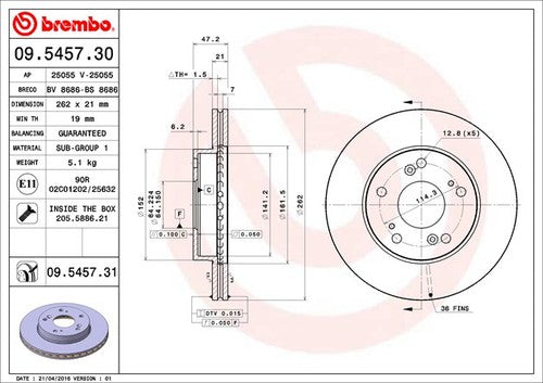 Brembo 09545731C02  BRAKE ROTORS