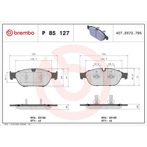 Brembo Front Low Metallic Brake Pads Fits 2012?2018 Audi A6 Brakes 4 PC P85127