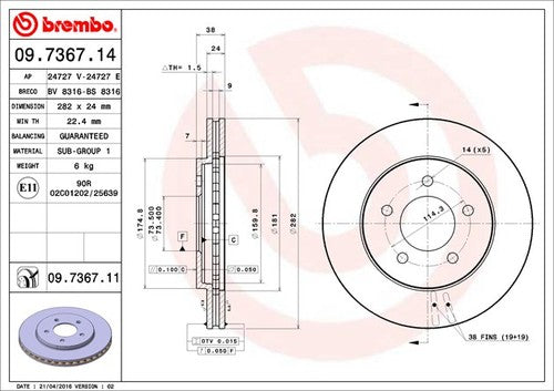 Brembo 09736711C02  BRAKE ROTORS