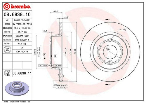 Brembo 08683811C02  BRAKE ROTORS