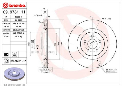 Brembo 09978111C02  BRAKE ROTORS
