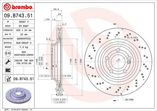 Brembo 09B74351C02  BRAKE ROTORS