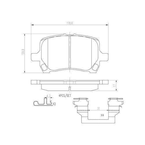 Brembo Front Ceramic Brake Pad Fits 2006-2012 Chevrolet Malibu Brake Pad P10014N