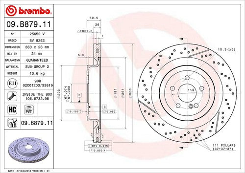 Brembo 09B87911C02  BRAKE ROTORS