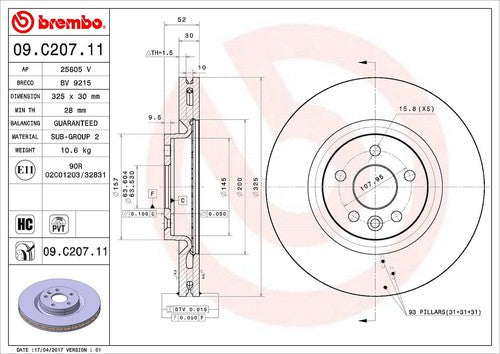 Brembo 09C20711C02  BRAKE ROTORS