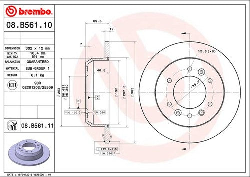Brembo 08B56111C02  BRAKE ROTORS